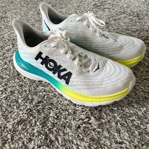 Hoka One One Women's White and Teal Running Shoes